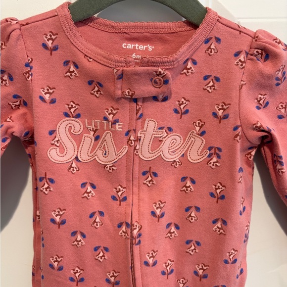 Carter's Pink Floral Little Sister Footie Size 6 months NWT - Picture 3 of 7